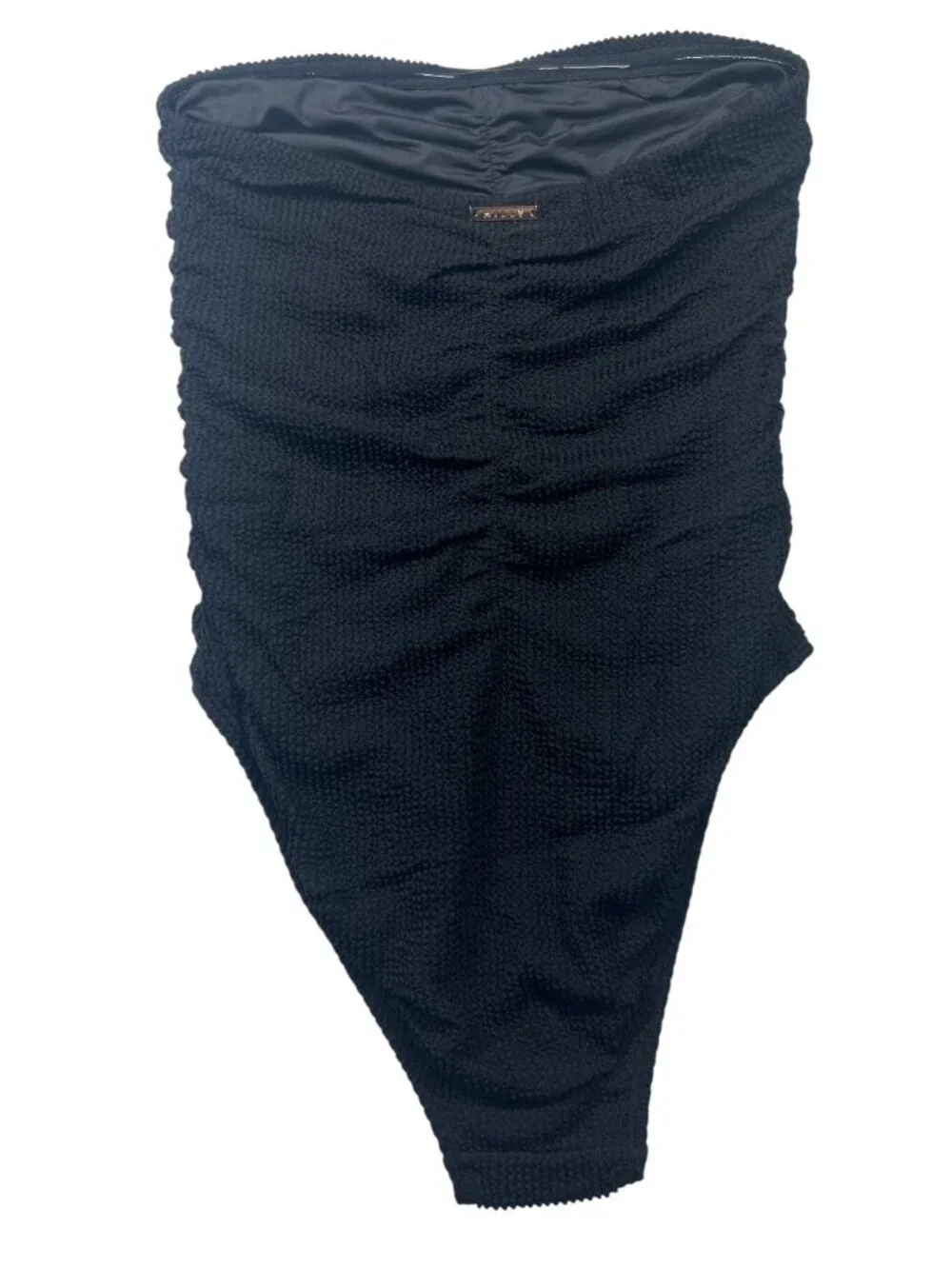 NWT Milly Women's S Black Textured Ruched Strapless One-Piece Swimsuit Chic